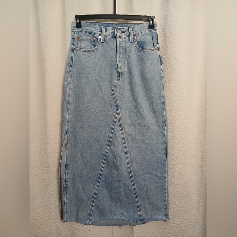 Levi's Classic Light Blue Denim Maxi Skirt